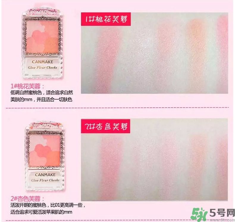 canmake花瓣腮紅色號(hào)對(duì)比圖？canmake五色花瓣腮紅試色