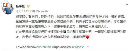 楊采妮生的雙胞胎是男孩還是女孩？叫什么名字