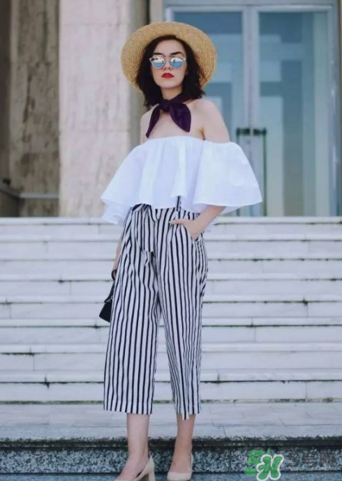 條紋闊腿褲配什么上衣？條紋闊腿褲搭配上衣圖片
