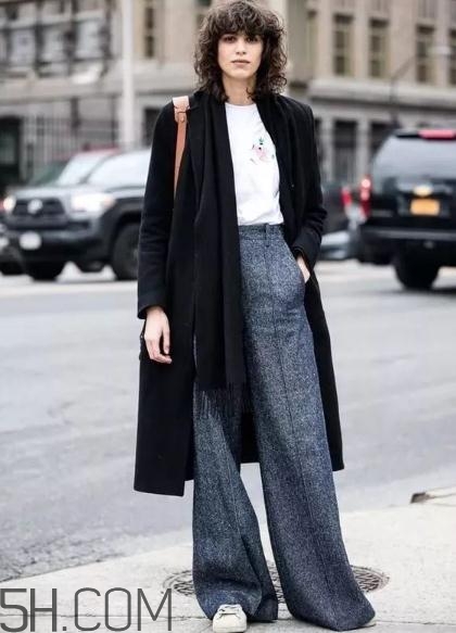闊腿褲配大衣好看嗎？冬天闊腿褲配大衣圖片