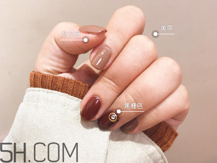 秋冬必備的焦糖色美甲圖片最新款 韓國(guó)最新秋冬美甲圖片