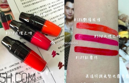 蘭蔻搖搖樂啞光唇釉186是什么顏色？蘭蔻氣墊光霧唇露試色
