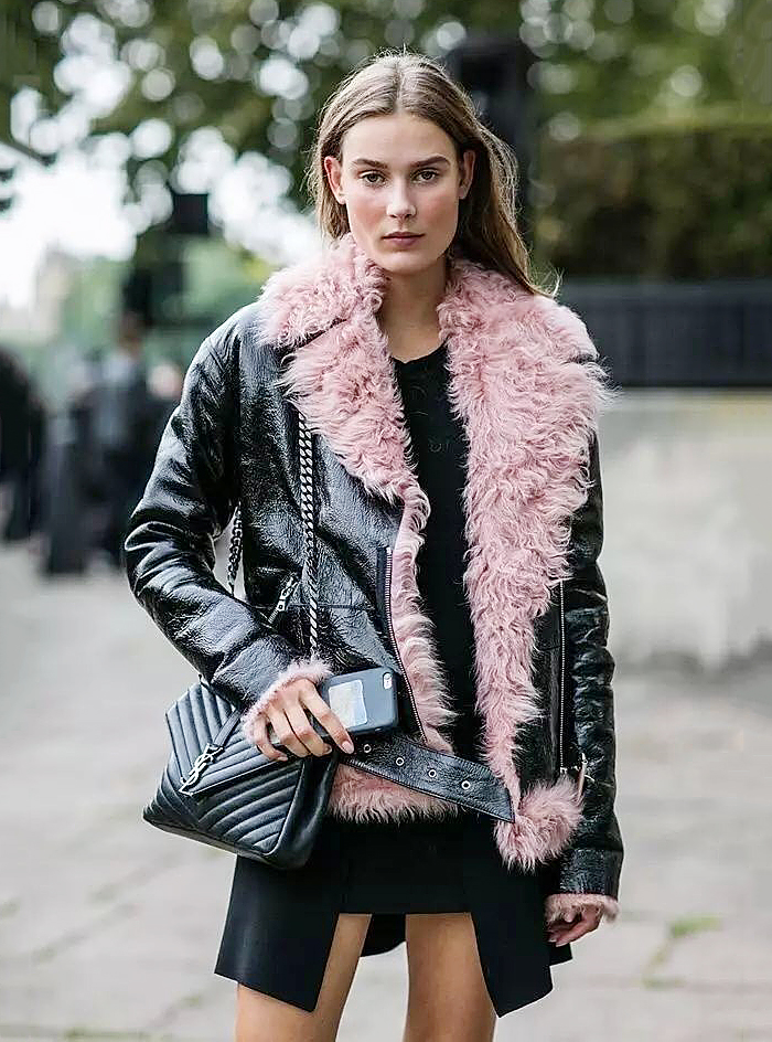 毛領皮衣搭配女款圖片 帥到?jīng)]朋友