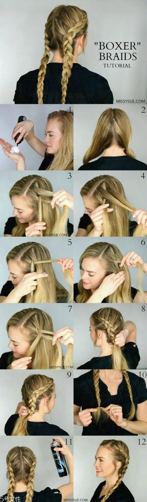 拳擊辮子編法圖解 拳擊辮分步驟圖片 拳擊辮子編法圖解 拳擊辮分步驟圖片