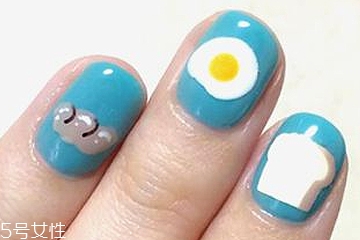 食物圖案美甲大全 壽司燒肉美甲治愈不開(kāi)心