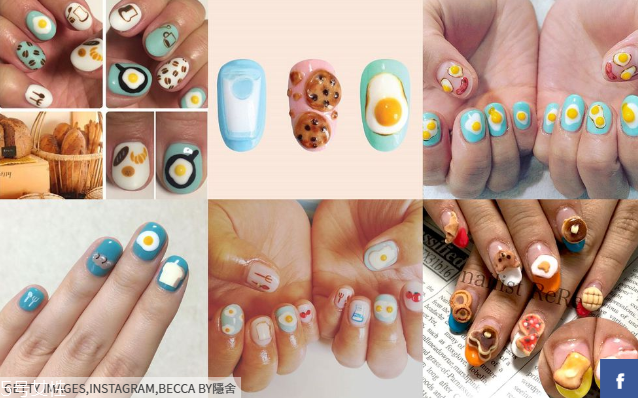 食物圖案美甲大全 壽司燒肉美甲治愈不開(kāi)心