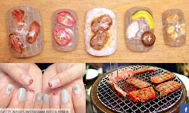 食物圖案美甲大全 壽司燒肉美甲治愈不開(kāi)心