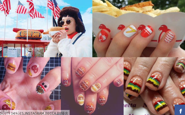 食物圖案美甲大全 壽司燒肉美甲治愈不開(kāi)心