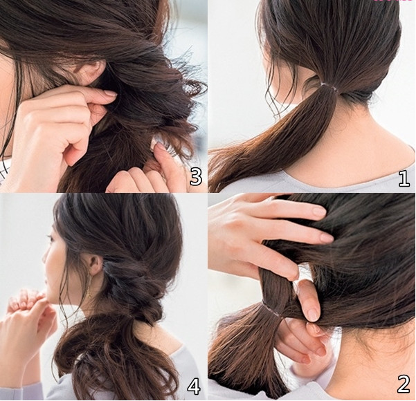 用橡皮筋扎馬尾辮教程 輕甜感馬尾編發(fā)造型